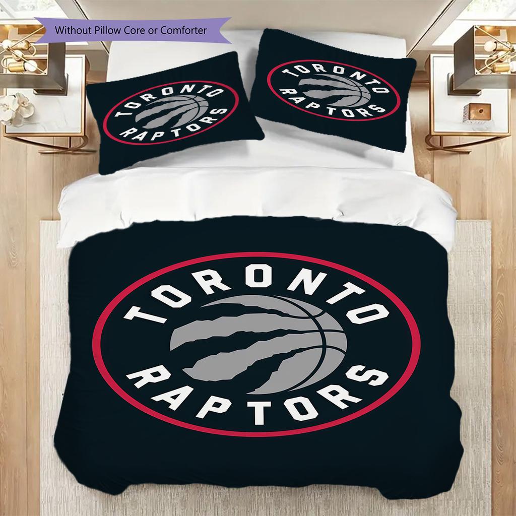 Toronto Raptors Basketball Spirit Three-piece Set(1 * Duvet Cover + 2 * Pillowcase, Without core)Christmas Birthday Gift Soft and Comfortable