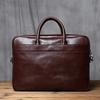 NZPJ Genuine Leather Men's Briefcase Vintage Natural Cowhide Handbag Large Capacity Crossbody Bag Casual Fashion Computer Bag