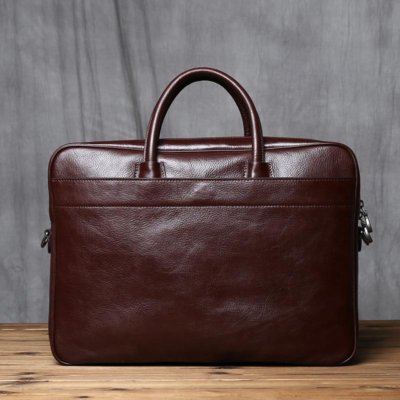 NZPJ Genuine Leather Men's Briefcase Vintage Natural Cowhide Handbag Large Capacity Crossbody Bag Casual Fashion Computer Bag