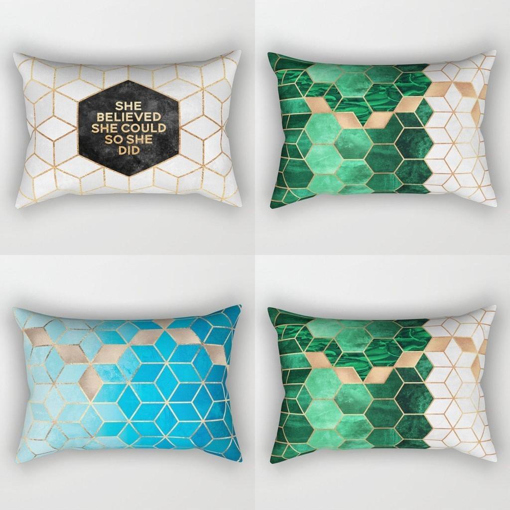 Luxurious Peach Skin Rectangle Pillow Case Featuring Stylish Geometric Marble Pattern For Cozy Spaces