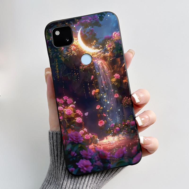 For Google Pixel 4a 4G Case Luxury Cute Love Rabbit Funny Soft Black Matte TPU Silicone Back Protective Cover Slim Thin Casing