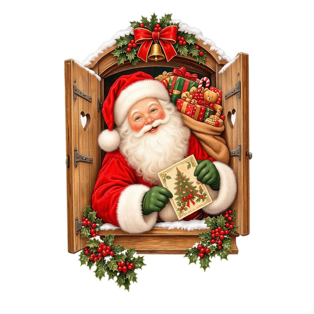 Retro 3D Christmas Self-Adhesive Wall Stickers, Removable Holiday Decals for Bedroom Wall Decor