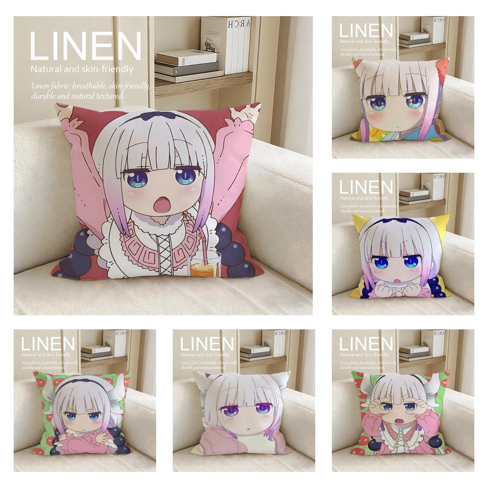 Miss Kobayashis Dragon Maid Cushion Cover Linen Decorative Pillowcase Set Pcs x Breathable Washable Sofa Cushion Cover