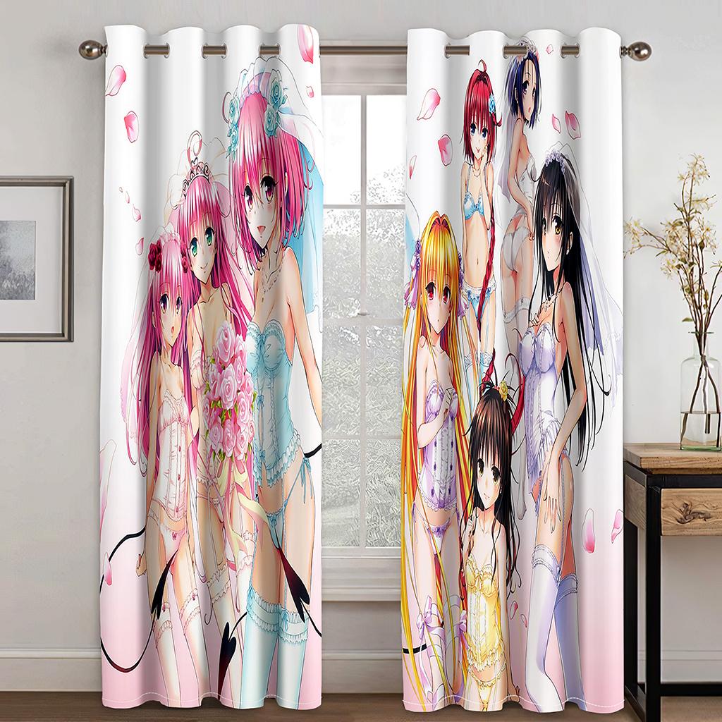 

3D аниме для девочек шелковые постеры японский мультфильм сексуальные тонкие шторы для мальчиков Гостиная Спальня Декор окна 2 панели Бесплатная доставка 100W130H(CM)40x51in&Grommet Top