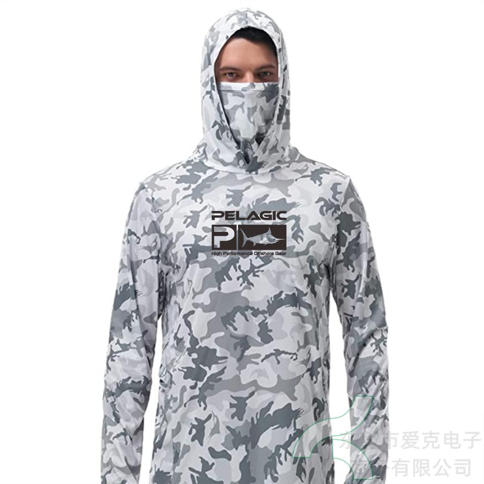 Pelagic Fishing Suit Summer Sportswear Men's Hooded Mask Fishing Shirt Quick-Drying Breathable T-Shirt
