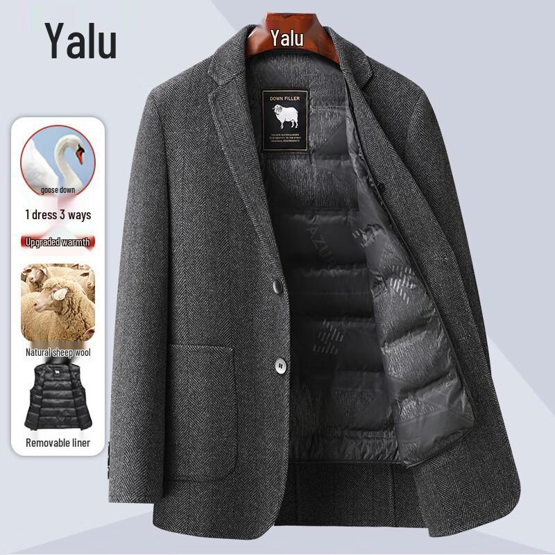 Yalu Men's Goose Down Wool Blend Business Casual Blazer