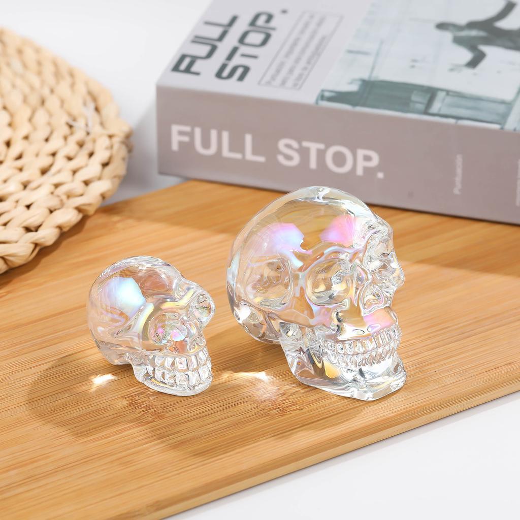 Colorful Crystal Skull Decoration For Living Room Tabletop Home Display For Teens Adults Spooky Gothic Party Gift