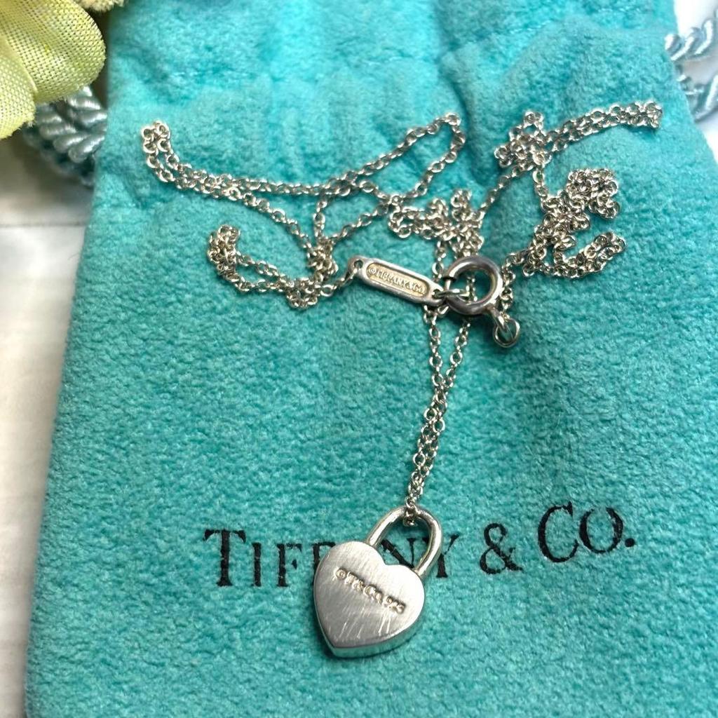 Used TIFFANY & Co. Return To Heart Lock Mini Necklace 925 Storage Bag
