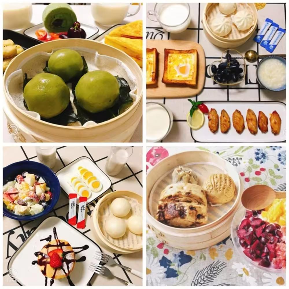 Bambus Eco-Friendly Chinese Bamboo Cooking Steamer with Pot Cover 2 Layers 1L Capacity for Household & Restaurant Use