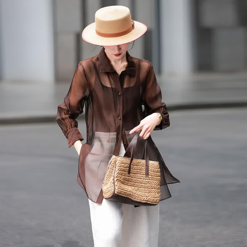 Camicia da donna Lanse'er a maniche lunghe in misto seta