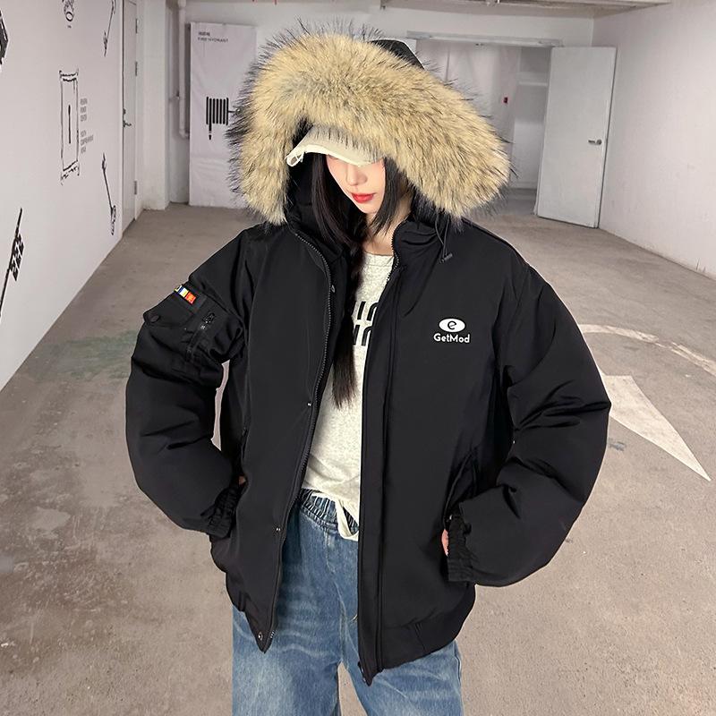 

Зимняя Новая Пуховая Хлопковая Одежда Женская Короткая Корейская Версия Универсальная Свободная Утолщенная Теплая Куртка на Хлопковой Подкладке XL чёрный