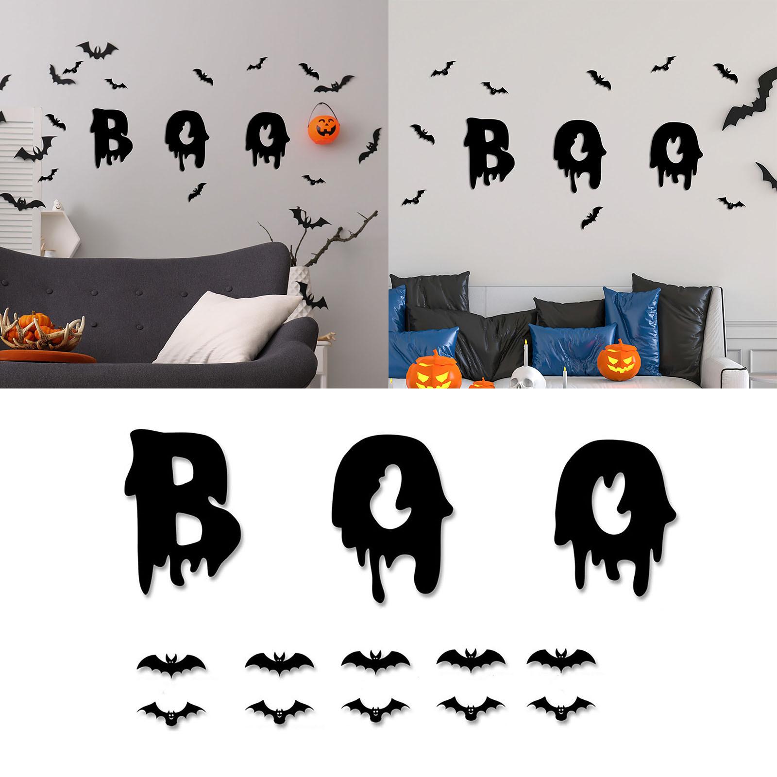 

Halloween Boo Bat Decorations 3d Wall Sticker Wall Decal For Home And Room Windows Clings Fireplace Ceiling Stick On Decor One Size чёрный