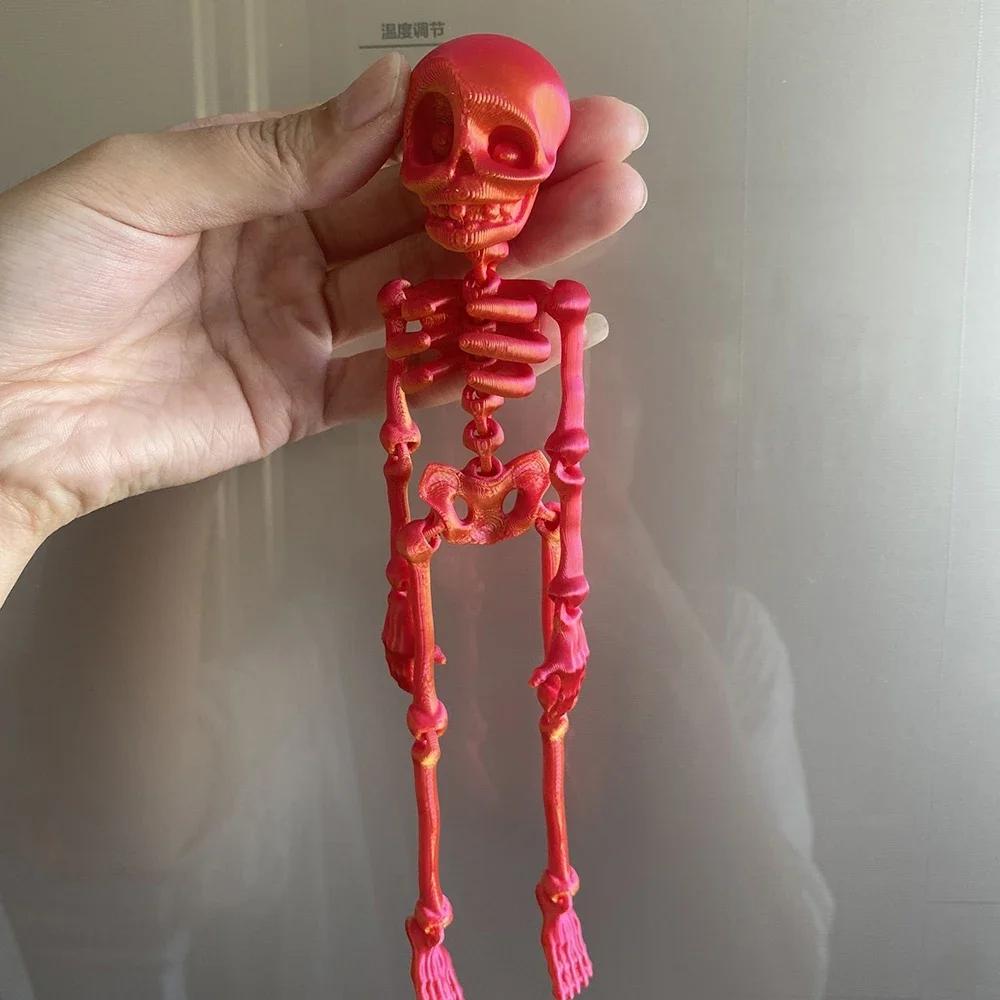 Creative Skull Refrigerator Magnet 3D Printed Joints Movable Halloween Toy Horror Luminous Skull Ornaments for Fridge Decor