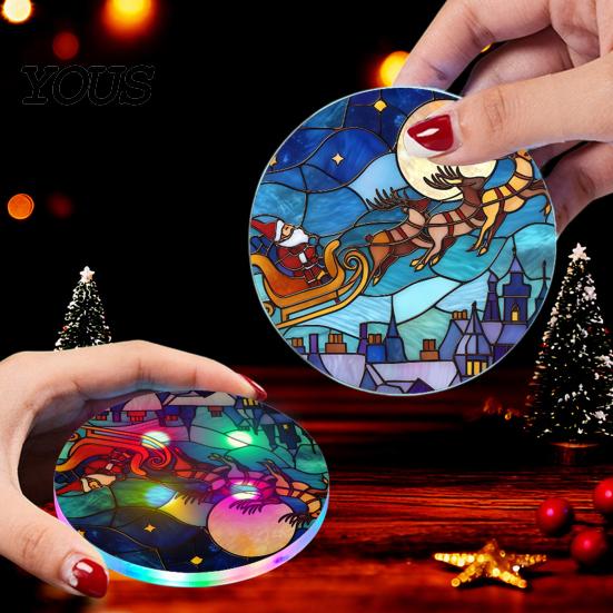 LED Coasters for Drinks Light Up Acrylic Coaster Glowing Drink Cocktail Glasses Cup Mats Luminous Bar Mat, Reusable Home Party Decor Modern