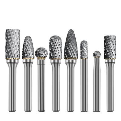 8x Double Cut Tungsten Carbide Burrs Rotary Burr Set 1/4" Shank Die Grinder Bit