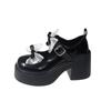 Ladies Shoes 2024 Mary Janes Women's High Heels Fashion Dress Pumps Women Bow Tie Round Toe Buckle Strap Square Heel Shoes Pumps