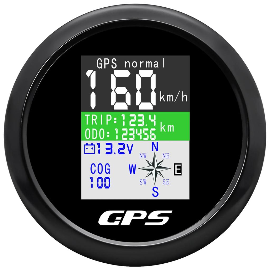 85mm Digital GPS Speedometer Odometer with GPS Antenna TFT Screen IP67 Waterproof Voltmeter for 12V 24V Boat Car Motorcycle