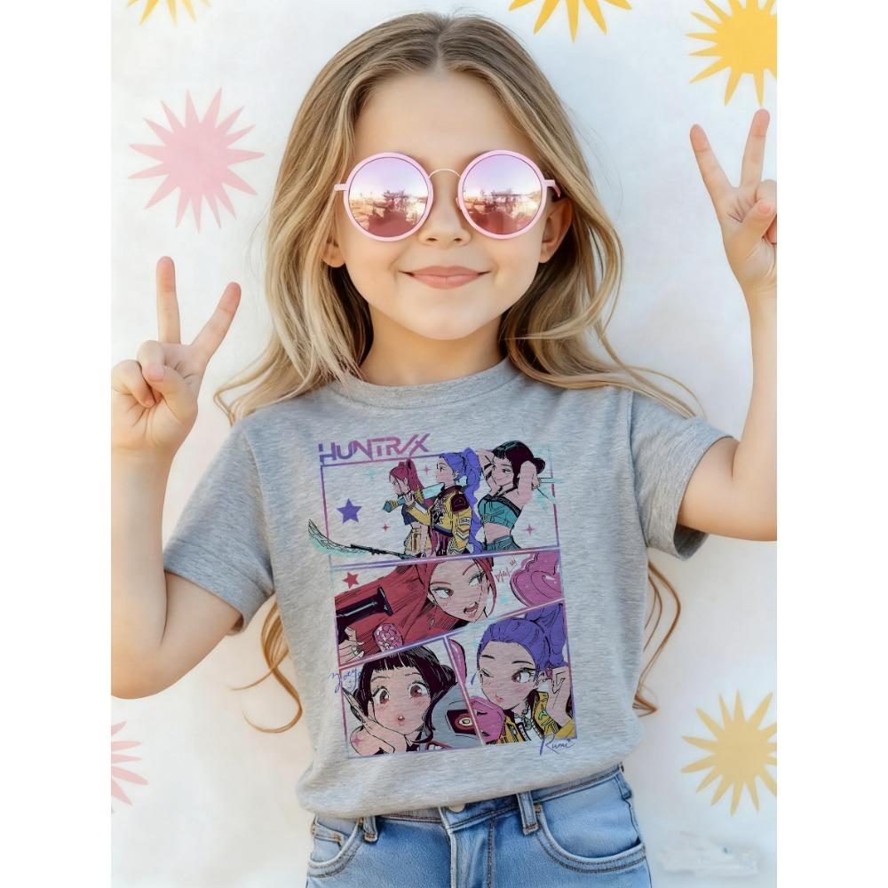 Nuovo in T-shirt per Bambini Bambine KPop Demon Hunters Divertente Maglietta per Fan KPop Demon Hunters Vestiti Ragazzi Ragazze Maglietta Top Unisex