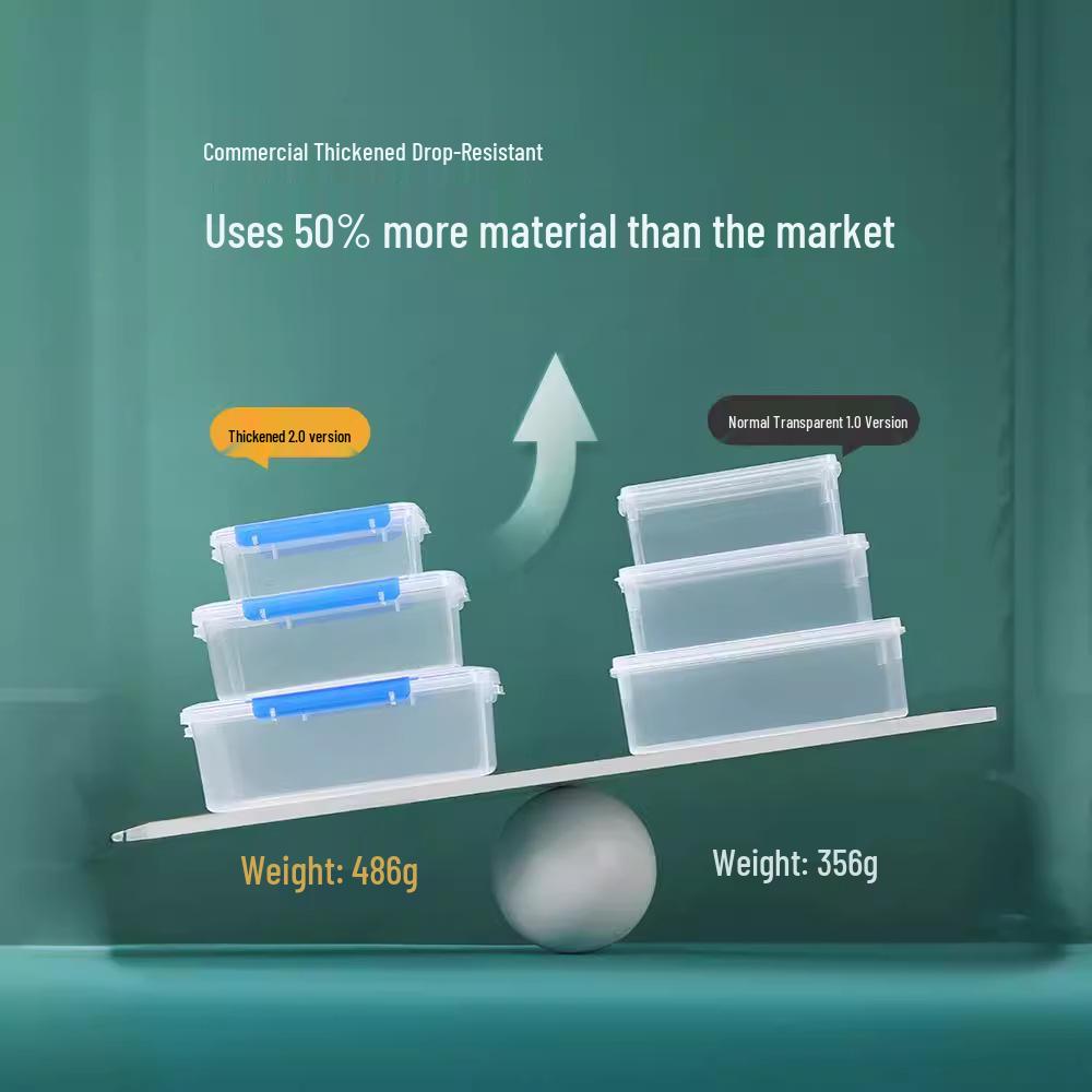 Rectangular Transparent Plastic Food Preservation Box for Refrigerator Storage