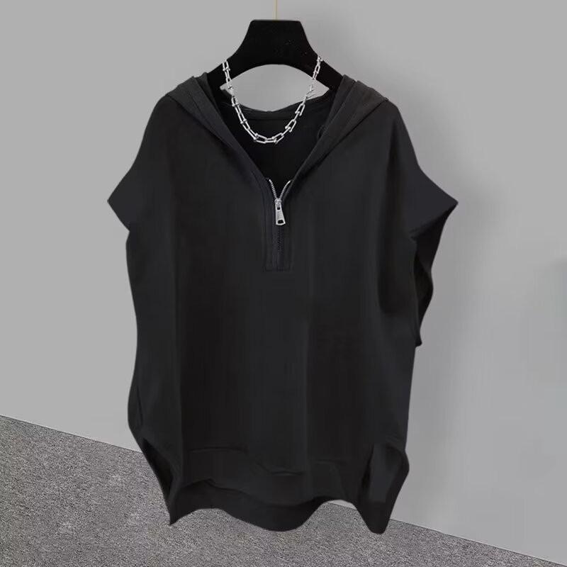 Men's Casual American Street Style Sleeveless Cotton Hooded Vest for Spring and Summer