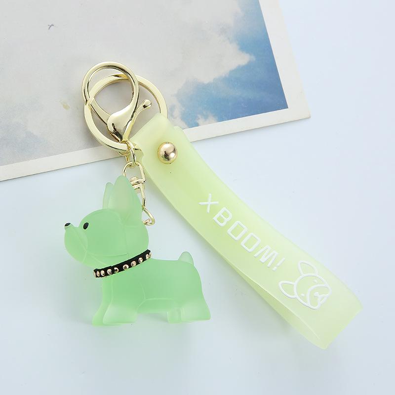 Transparent Resin French Bulldog Keychain - Cute Crystal Puppy Pendant for Bags and Keys Single OPP Bag