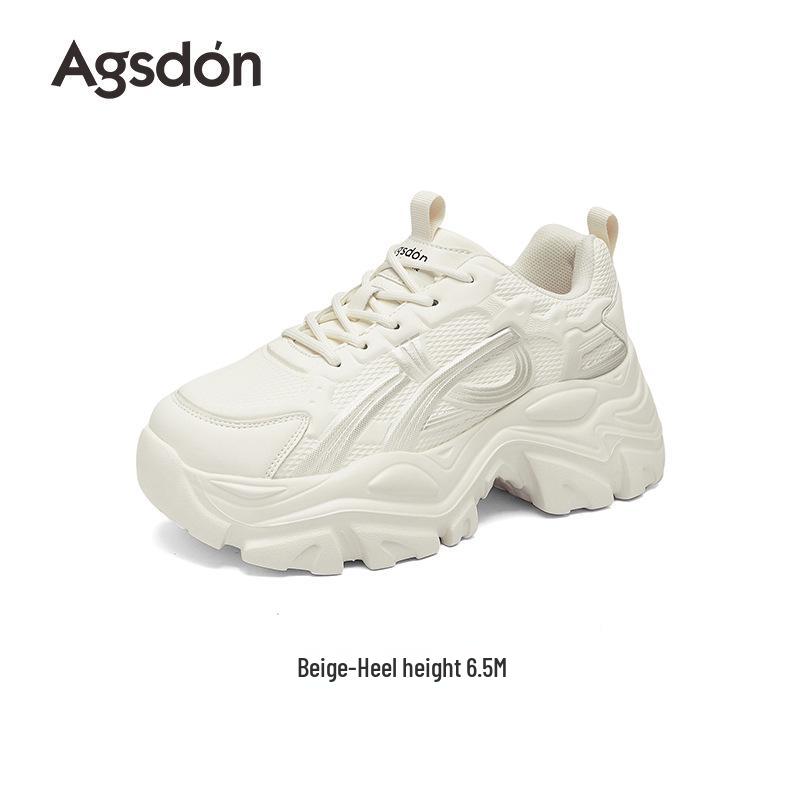 Ougushideng Women's 2025 Autumn Height-Boosting Thick-Soled Casual Sneakers