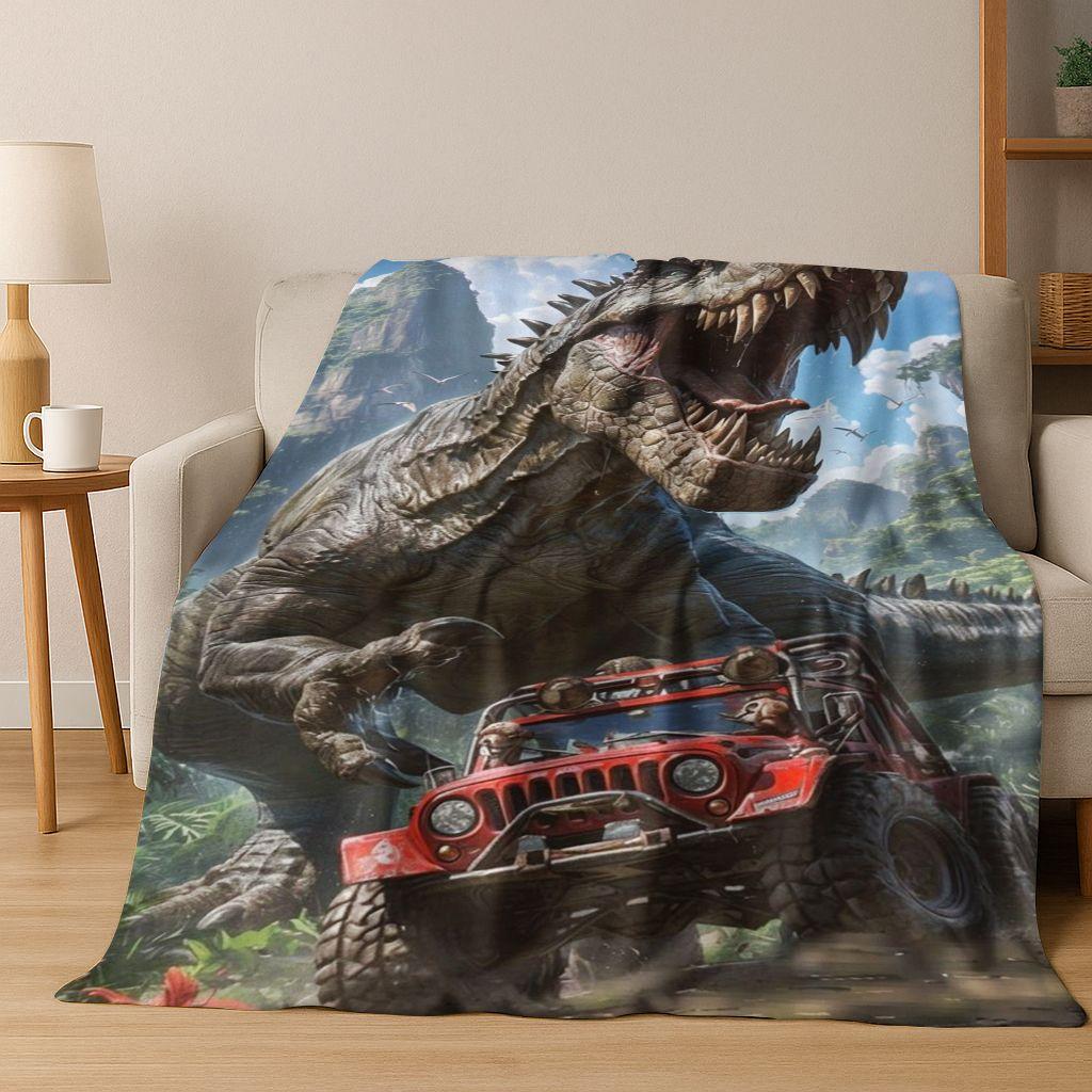 Classic Jurassic Park Dinosaur Movie Tyrannosaurus Rex Flannel Blanket,Cozy Soft Throw Blanket for Home Bedroom Bed Sofa Cover