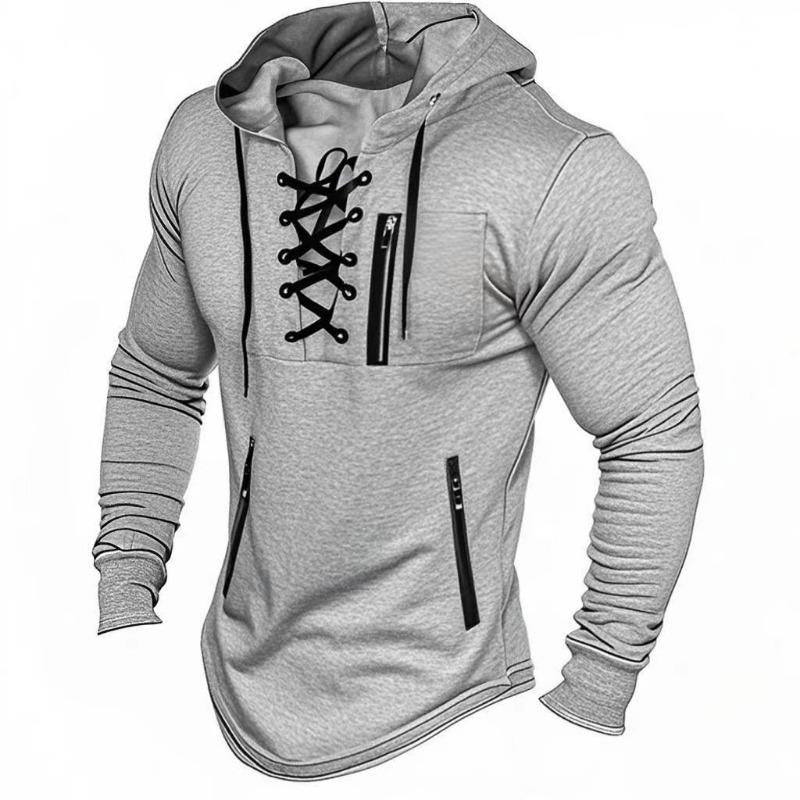 Men S Spring Autumn Hoodie Zip Pocket Solid Color Streetwear Sweatshirt
