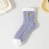 Embroidery love coral fleece women's socks autumn and winter thickened half fleece twist sleep socks