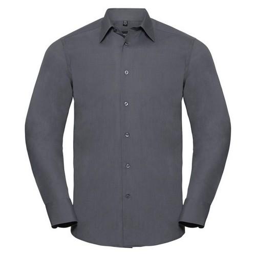 Russell Collection Camicia formale a maniche lunghe da uomo in policotone di facile manutenzione