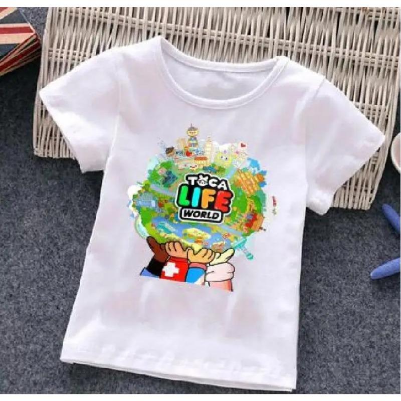 Girls K-POP Idol Print Short Sleeve T-Shirt Cute Cartoon Singer Graphic Tee Kids Summer Casual Top