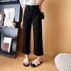 Women's High Waist Straight Leg Jeans Straight Pant Lazy Style Ultra Thin Washed Four-way Stretch Summer Petite Cropped Denim Trousers