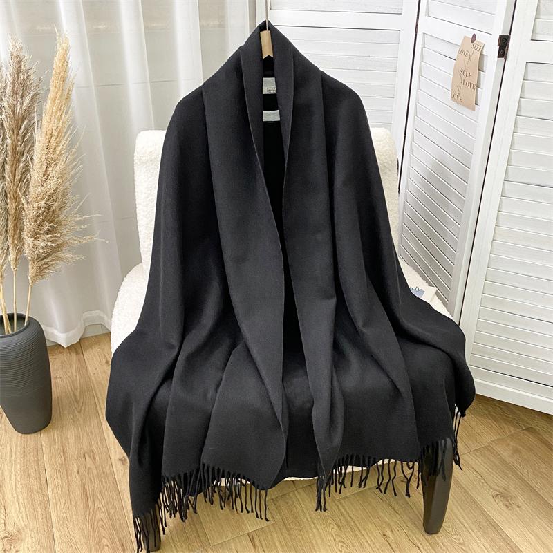 Luxury Brand Solid Women Cashmere Scarf Autumn Winter Warm Shawls Wraps Men Pashmina Tassels Scarves Female Foulard Poncho Stole