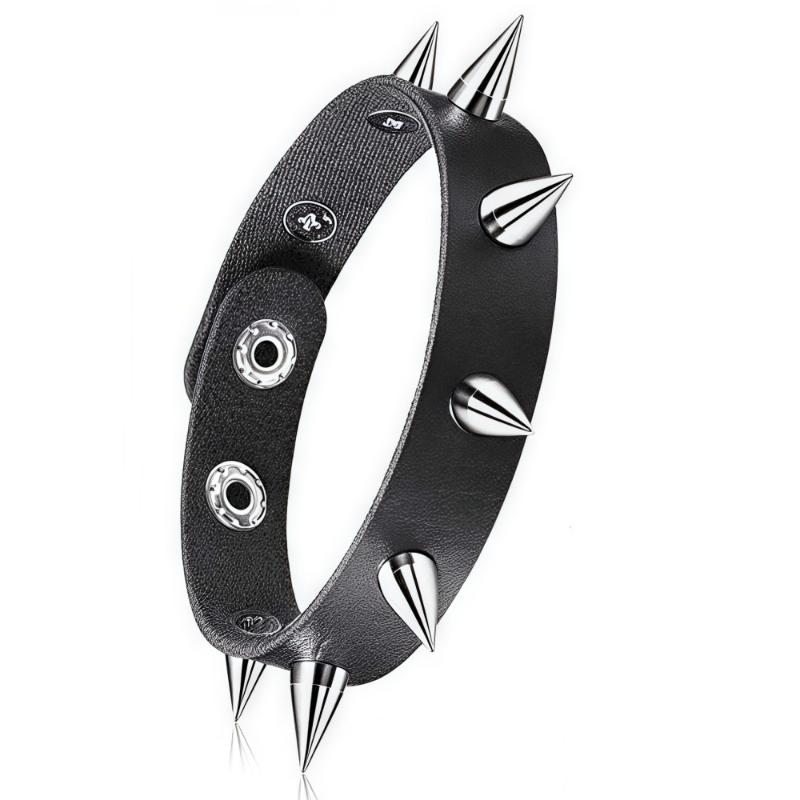 Punk Pu Leather Bracelet Gothic Rock Unique Rivet Stud Wide Cuff Unisex Bangle Wristband Adjustable Party Jewelry