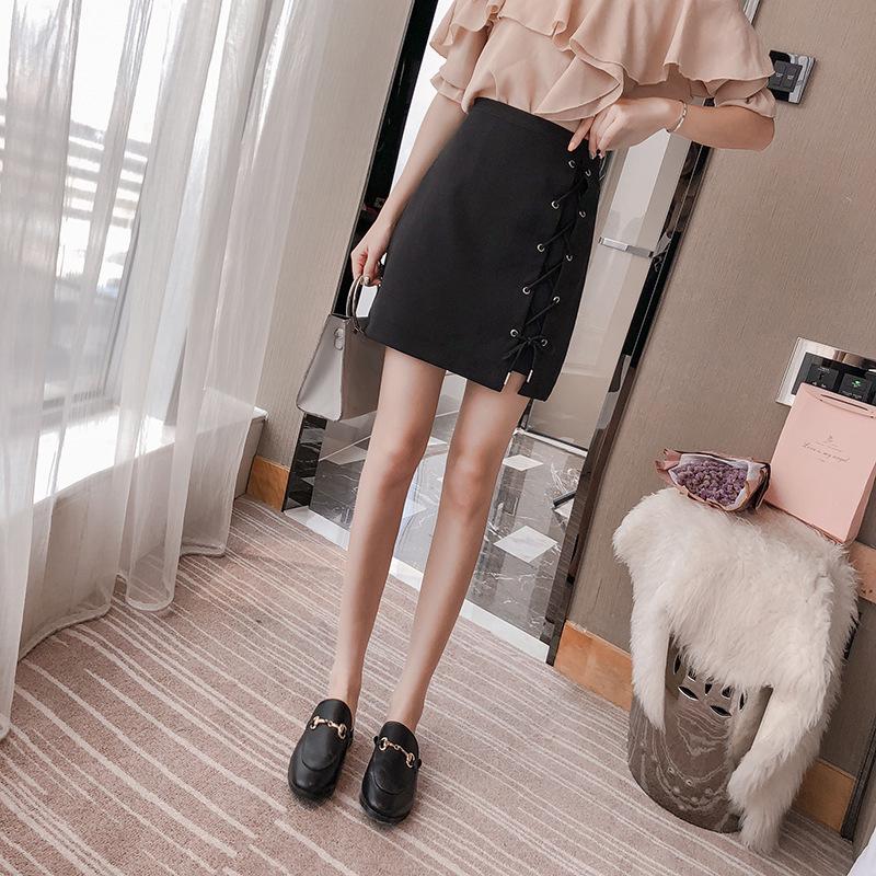 

Женская черная мини-юбка А-силуэта с завышенной талией, облегающая фигуру - Стройнящая мода весна/осень 2022 S чёрный