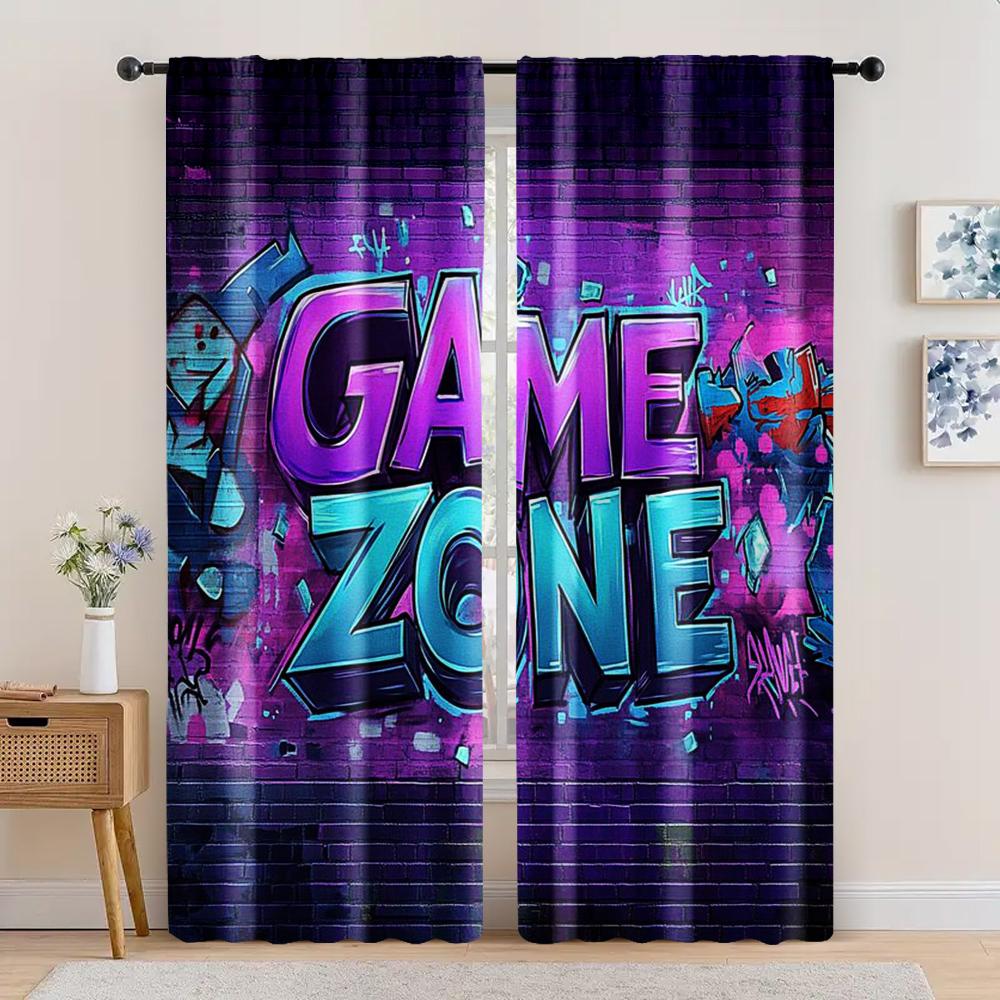 2pc,  Drapes Lively Game Night Light Filter Family Party Decoration for Room/bedroom/Window Decor