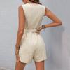 2025 Summer European & American V-neck Sleeveless Striped Short Jumpsuit