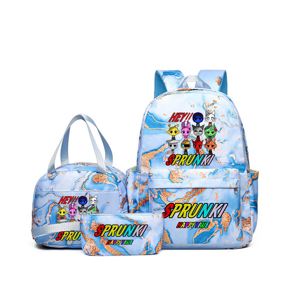 Rhythm box teen schoolbag sprunki cartoon print backpack pencil bag three-piece children's schoolbag 4