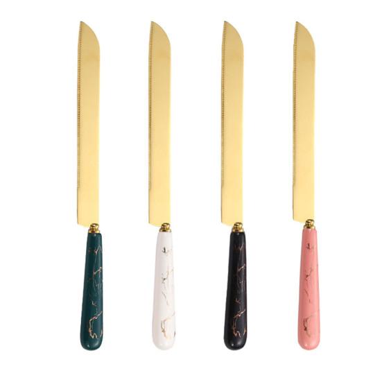 Butter Knife And Spatula Set with Ceramic Handle Stainless Steel Baking Turner for Butter Pizza Pastry Non-Stick Cake Cutter And Butter Spreader