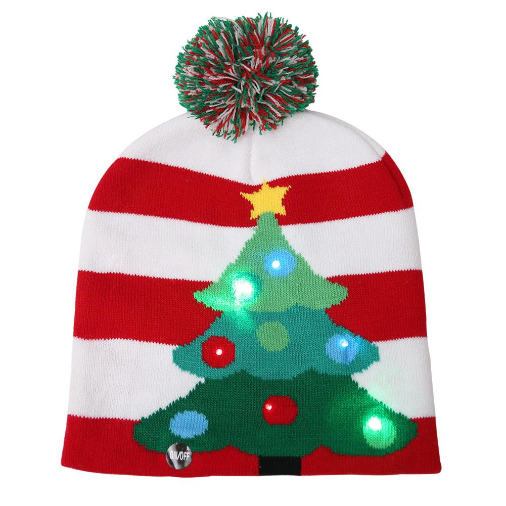 Unisex Christmas Halloween LED Lights Knitted Hat and Scarf Set Fashion Wear