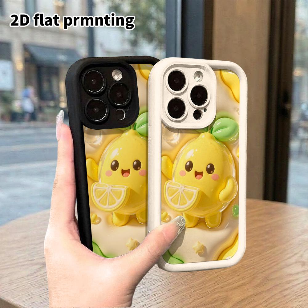 Phone case: 2D flat design, suitable for iPhone 18, 17, 16, 15, 14, 13 Pro protective case, little lemon, perfect Christmas and Halloween holiday gift