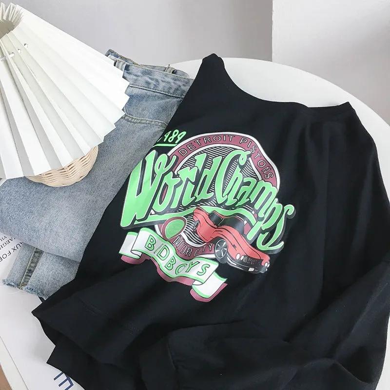 Cotton Long Sleeve T-shirt Personalized Printed Casual Comfortable Loose Hoodies Short Sweater