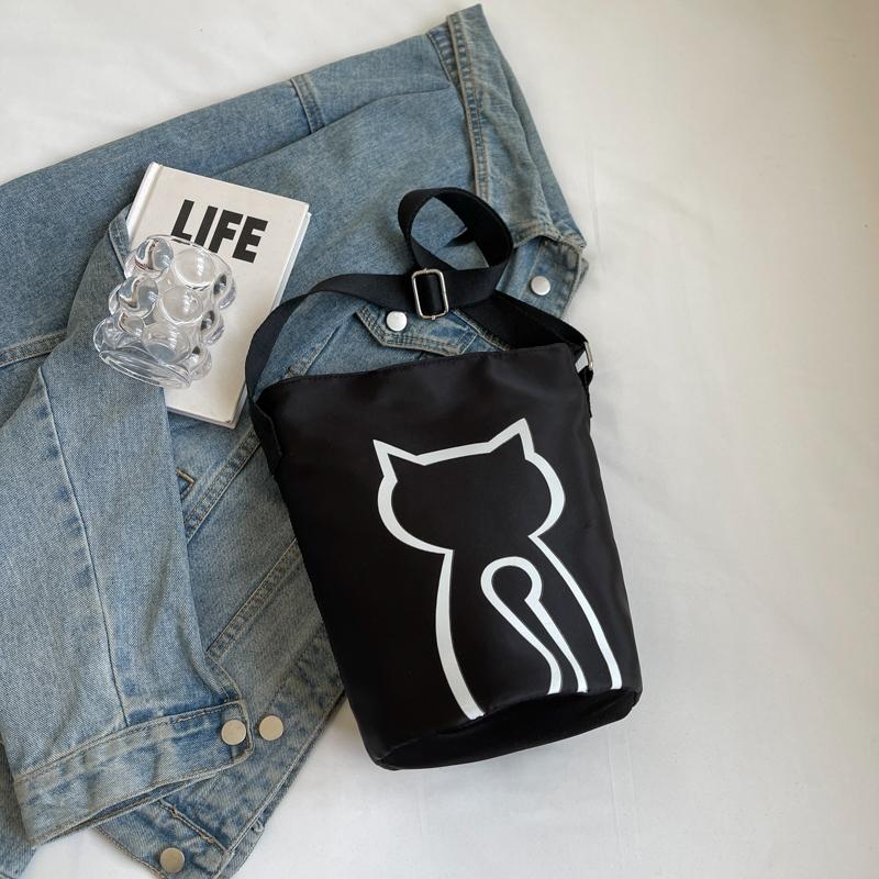 Geantă de umăr pentru femei cu imprimeu pisică Geantă tote de mare capacitate