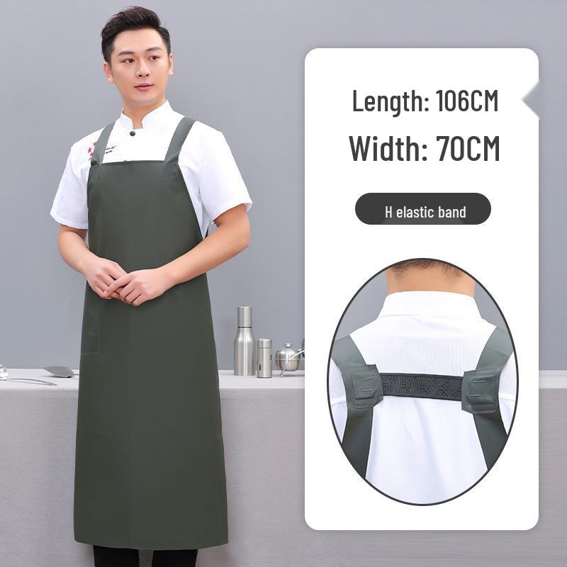 Waterproof Oil-Proof Soft Leather Apron for Kitchen, Dishwashing, Seafood Prep, and Catering - Unisex Long Style.