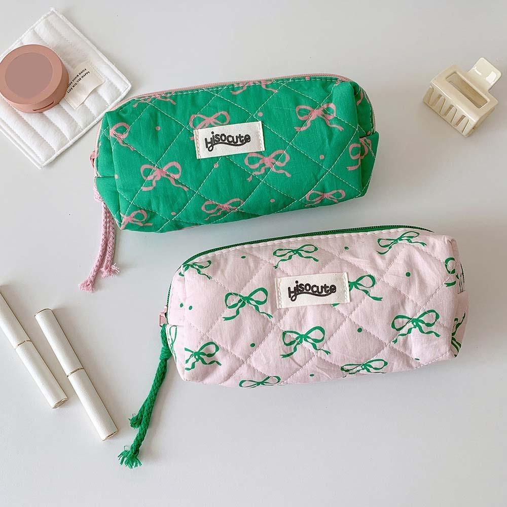 

Настольный пенал для хранения в корейском стиле, розовый/зеленый бант, пенал для карандашей, сумка для канцелярских принадлежностей с бантом для детей розовый