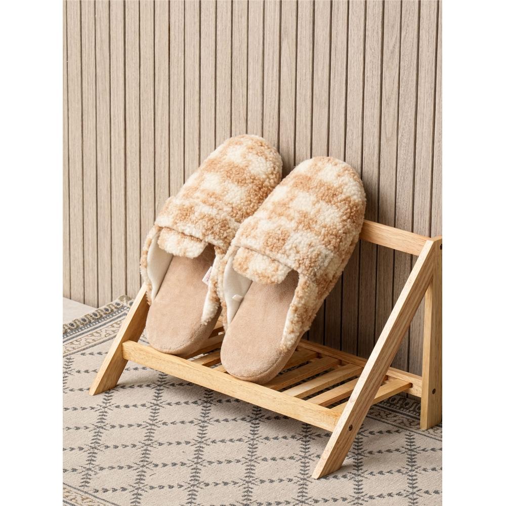 Daiso Check Pattern Clogged Living Room Shoes 230 250 Mm Beige