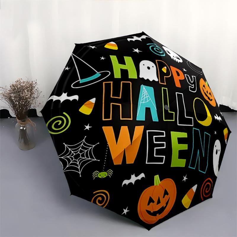 1pc Creative Happy Halloween Durable Cartoon Folding Umbrella, Portable Compact Umbrella for Men and Women A032
