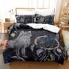 Boys Wolf Duvet Cover Set Queen Size, Boho Wolf Wildlife Animal Bedding Set Men Galaxy Dream Catcher Moon Polyester Quilt Cover