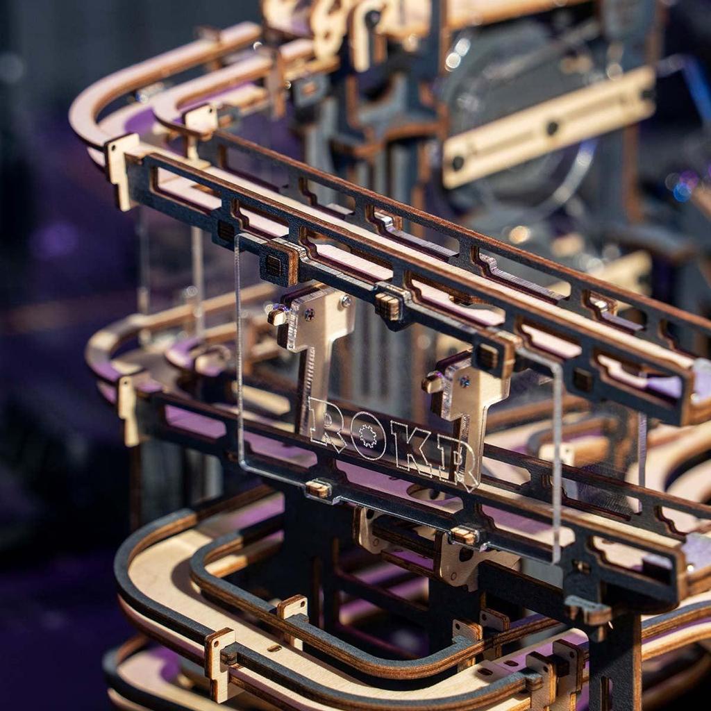 ROBOTIME ROKR 3D Wooden Puzzles for Adults Marble Run Model Building Kit(LGA01 Marble Night City)