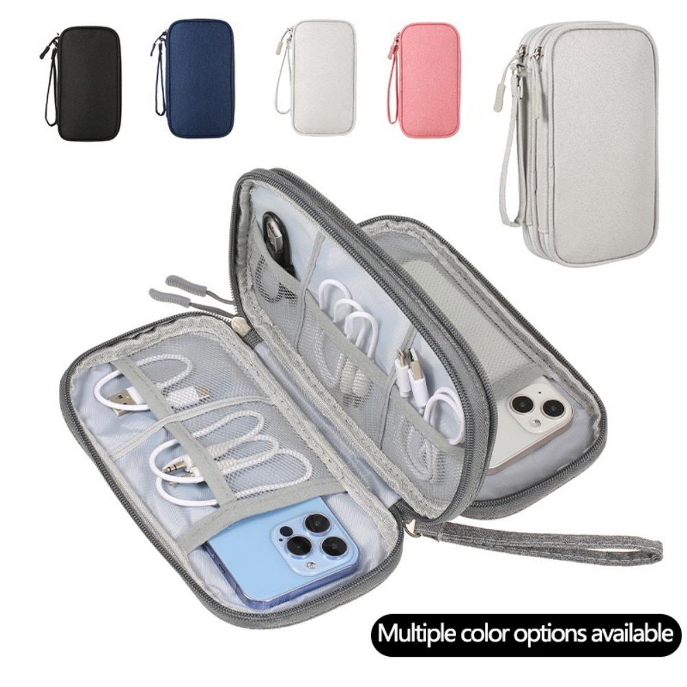 Double Layer Data Cable Storage Pouch Cross Border Hot Sale Travel Charger Organizer Handheld Compact Bag